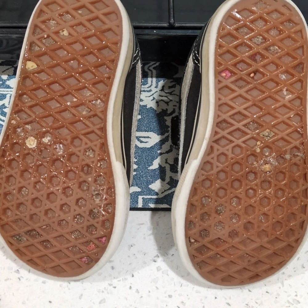Vans Kids Black and White Velcro Sneakers
